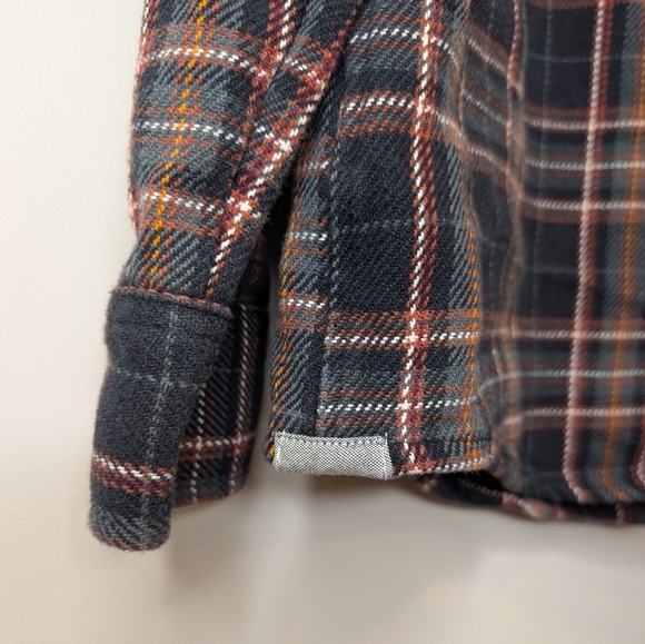 UNTUCKit Reverdy Thick Cotton Plaid Flannel Black Orange Fall Button Down XL Men - Picture 7 of 11